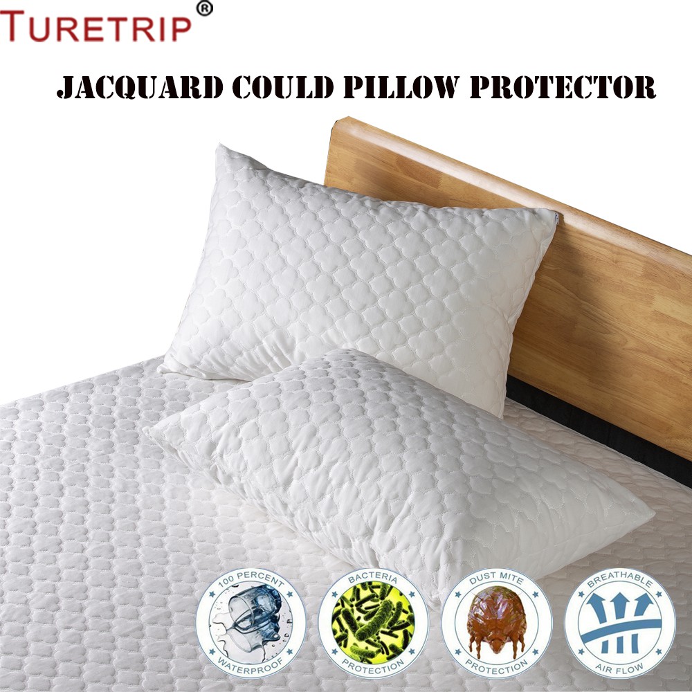 Ready Stock Jacquard Pillow Cover Waterproof Luxury Zipper Pillow