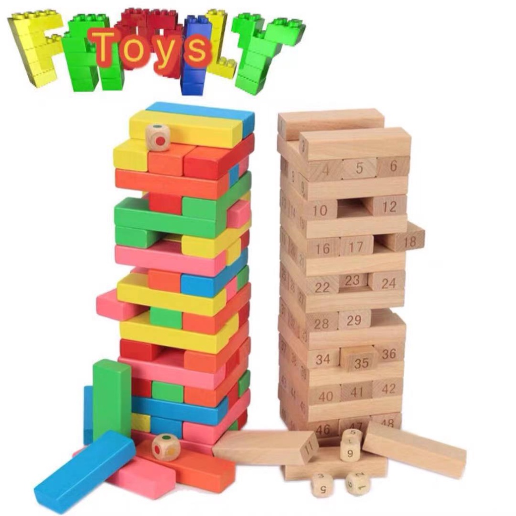 Rice Wooden Wiss Toy Building Blocks Jenga (54pcs) 29cm Shopee Philippines
