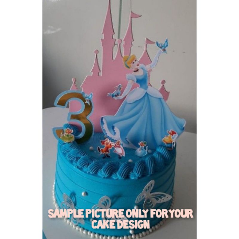 CUSTOMIZED CINDERELLA THEME PRINTED CAKE & CUPCAKE TOPPER SET ...