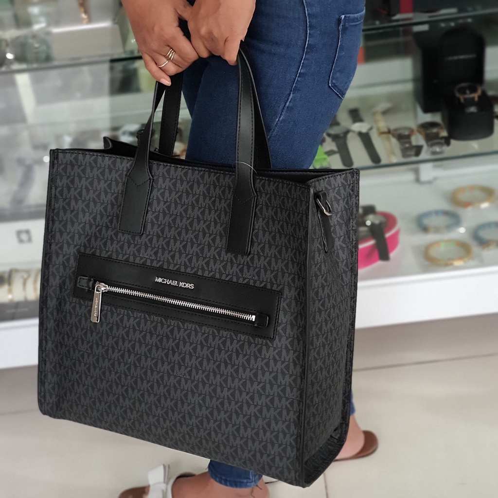 MIchael Kors Kenly Large North South Tote Bag in Black Signature Coated  Canvas Monogram with Black | Shopee Philippines