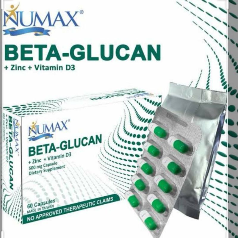 NUMAX BETAGLUCAN + Zinc + Vitamin D3 (60 Capsules per Box) Shopee