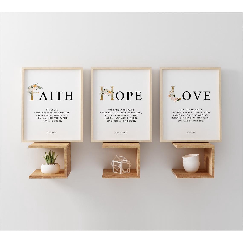 Faith Hope Love Bible Verse Wall Art Christian Quotes John 3 16 Poster Mark 11 Scripture Canvas Picture Unframed Shopee Philippines