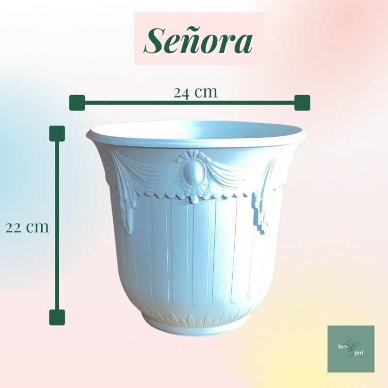 Senora Sosyal Pot Paso White with holes Wavy Royal Malacanang Plants 10