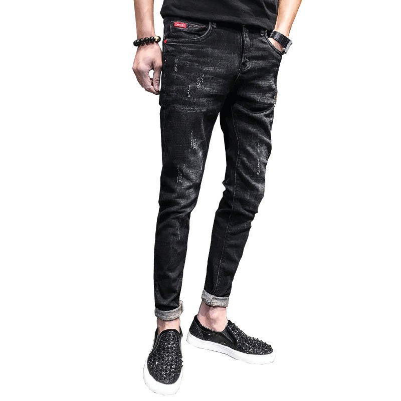 mens cropped black jeans