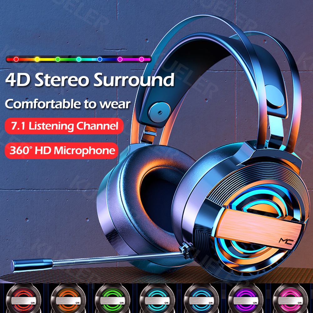 [Manila Ship] NEW Q9 7 Colors Light Gaming Headset with Mic ENC Noise