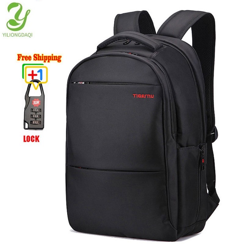 Tigernu Waterproof Nylon Laptop Backpack Black Computer Rucksack with ...