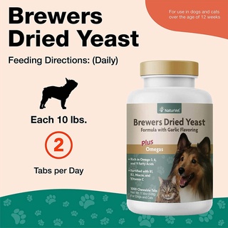 ▤NaturVet Brewers Dried Yeast Formula with Garlic Flavoring Plus Omegas for Dogs, 1000 Chewable Tabs