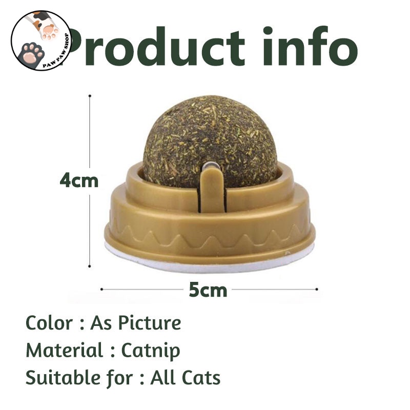 Cat Mint Ball Catnip Cat Wall Stick-on Ball Toy Treats Healthy Natural Removes Hair Balls Pet Snack #3
