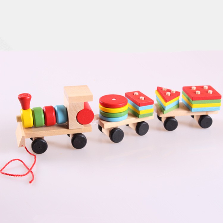 wooden train stacking toy