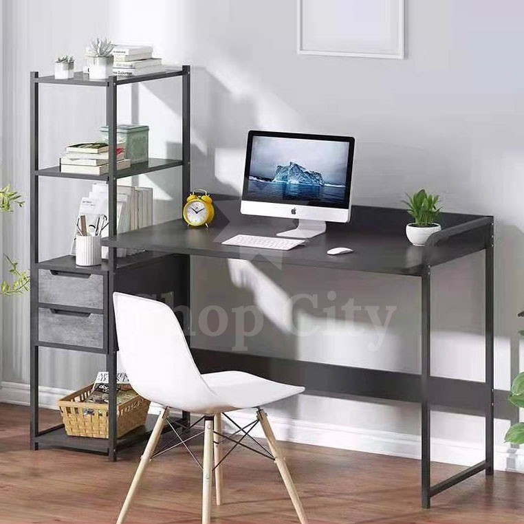 SCY Computer Study Writing Gaming Table Desk with 2 Drawers & 4 Tier