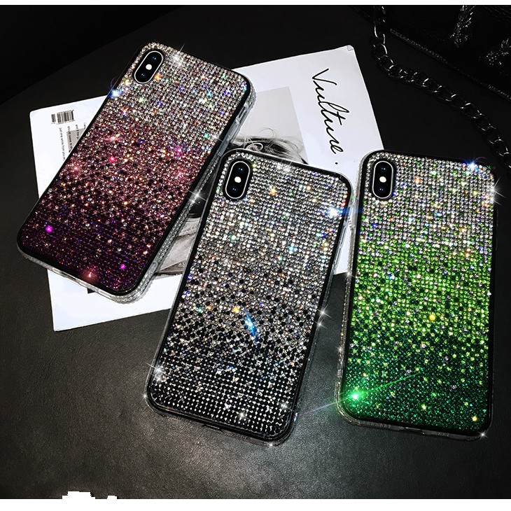 Luxury Gradient Rhinestone Shiny Diamond Silicone Phone Case For iPhone