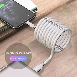 0.5M, Black+for Android 360 Degree 3 in 1 Magnetic Absorption Data Charger Cable Self Winding USB Charging Cable Magic Rope Magnetic Data Cable 