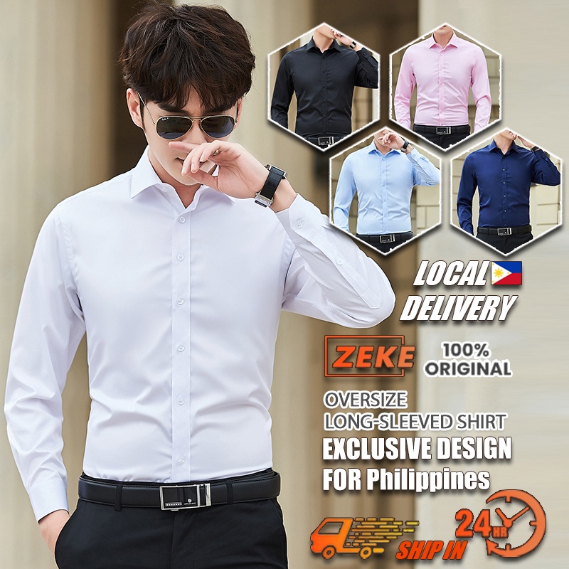 Men Shirt Long Sleeve Shirt Plus Size Classic Korean Men's Plain Casual Fashion Business Formal Polo #7