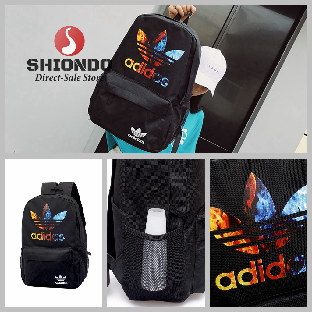 adidas black floral backpack