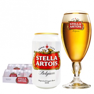 2x Stella Artois Beer 330ml Can x 24 (Case) w/ FREE (1) Chalice