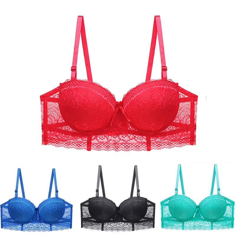 New 2022 B C 1/2 Cup Push Up Lace Bra Adjustable Sexy Bras Femme