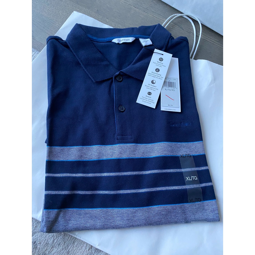 Calvin Klein Striped Polo Shirt Mens - Blue - S Authentic | Shopee  Philippines