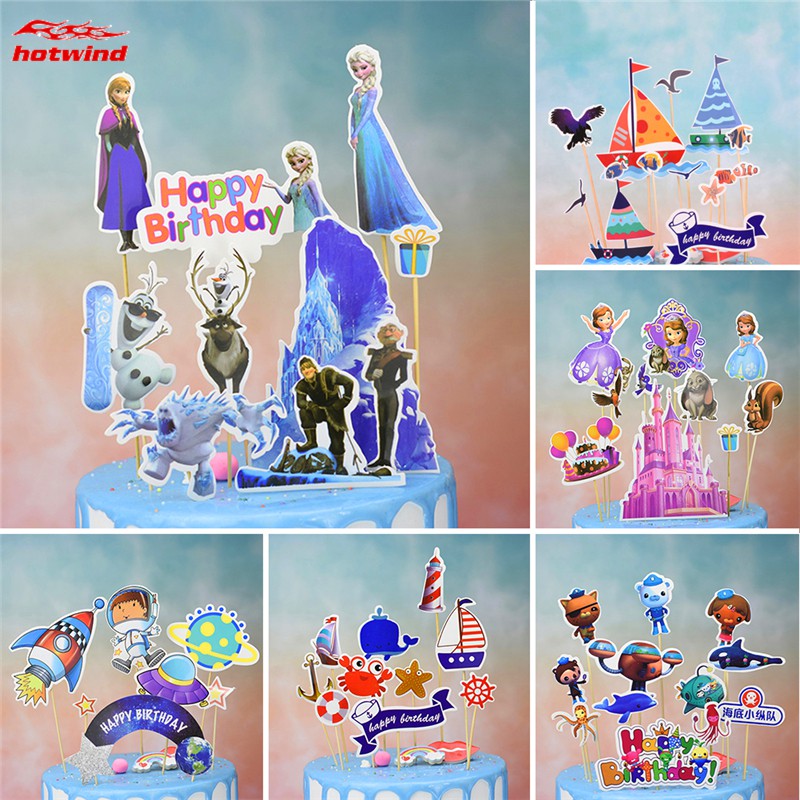 Happy Birthday Cake Topper Cartoon Theme Topper Cupcake Dessert Decor  Birthday Party Supplies | Shopee Philippines