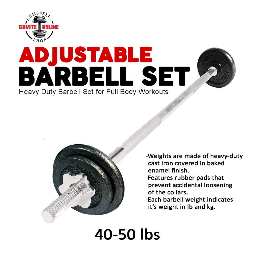 Barbell Set 40 / 50 LBS Long Bar 5ft Full Body Workout Home Gym Squat Dead  Lift | Shopee Philippines