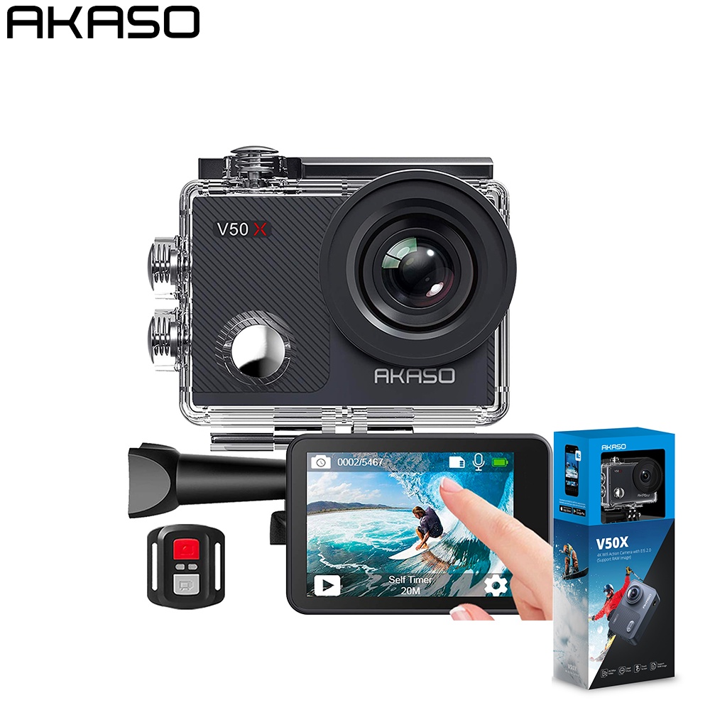 AKASO V50X 4K Wifi Action Camera With Eis Touch Screen 4X Zoom 131 Feet Waterproof Remote