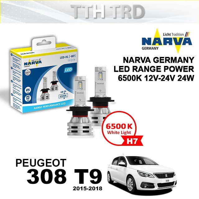 NARVA H7 12V & 24V 6500K Range Performance LED Headlight Bulb Set for