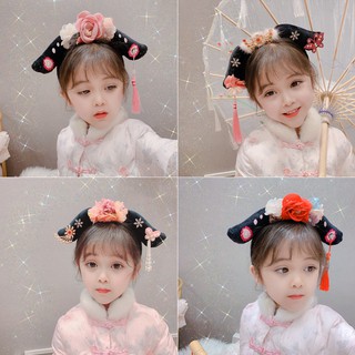 Bobora New Year's Chinese Style Flower Tassel Lattice Hair Ornament Children's Hair Hoop Tang Suit Headband #4