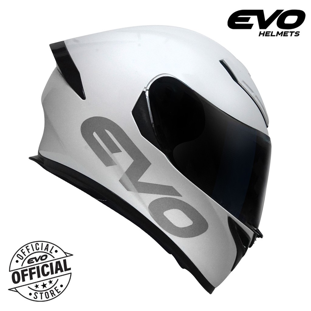 EVO GSX 3000 V2 Plain Pearl White Full Face Dual Visor Helmet | Shopee ...