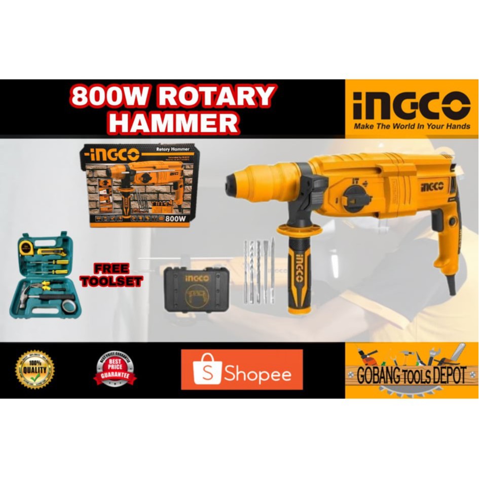 INGCO Rotary Hammer Chipping Gun Drill SDS Plus System 800W RGH9028