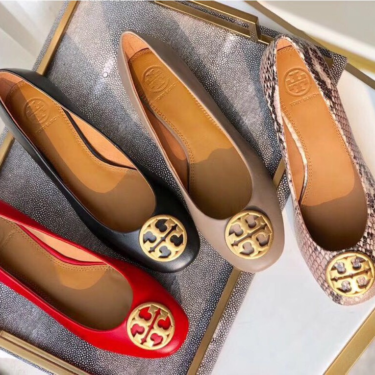 Four Colors！！】Tory Burch Lady's Benton Series Cow Leather Low heel ballet  shoes | Shopee Philippines