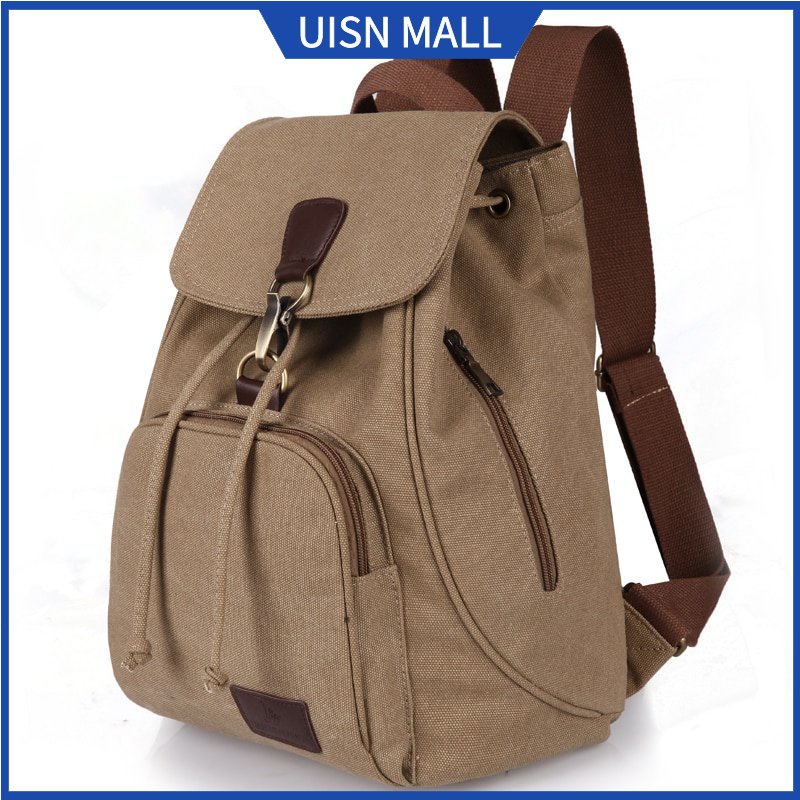 UISN 2812 Women Canvas Backpack Female Vintage Pure Cotton Travel Bag