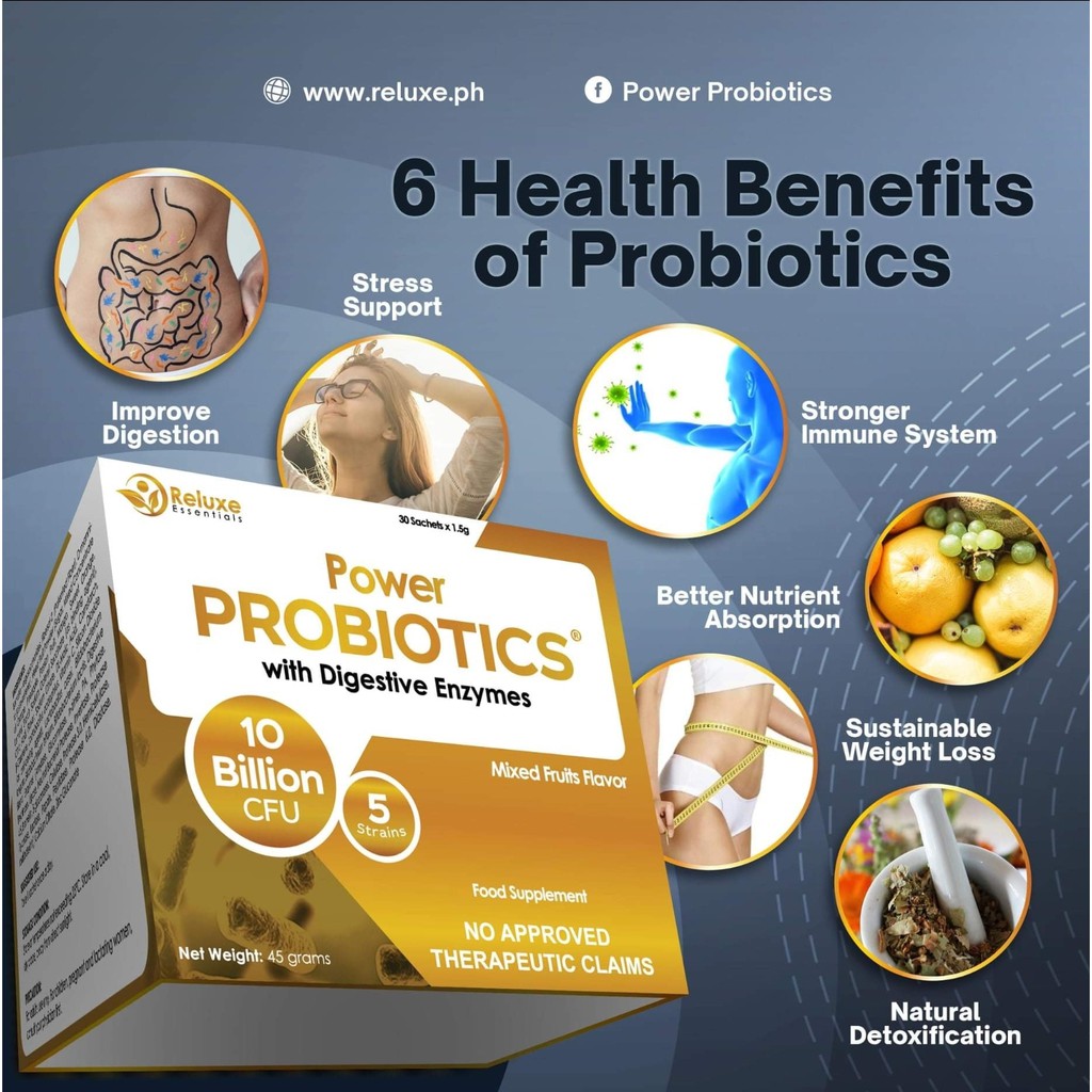 [10 Sachets] Power Probiotics With Digestive Enzymes 10 Billion Fcu