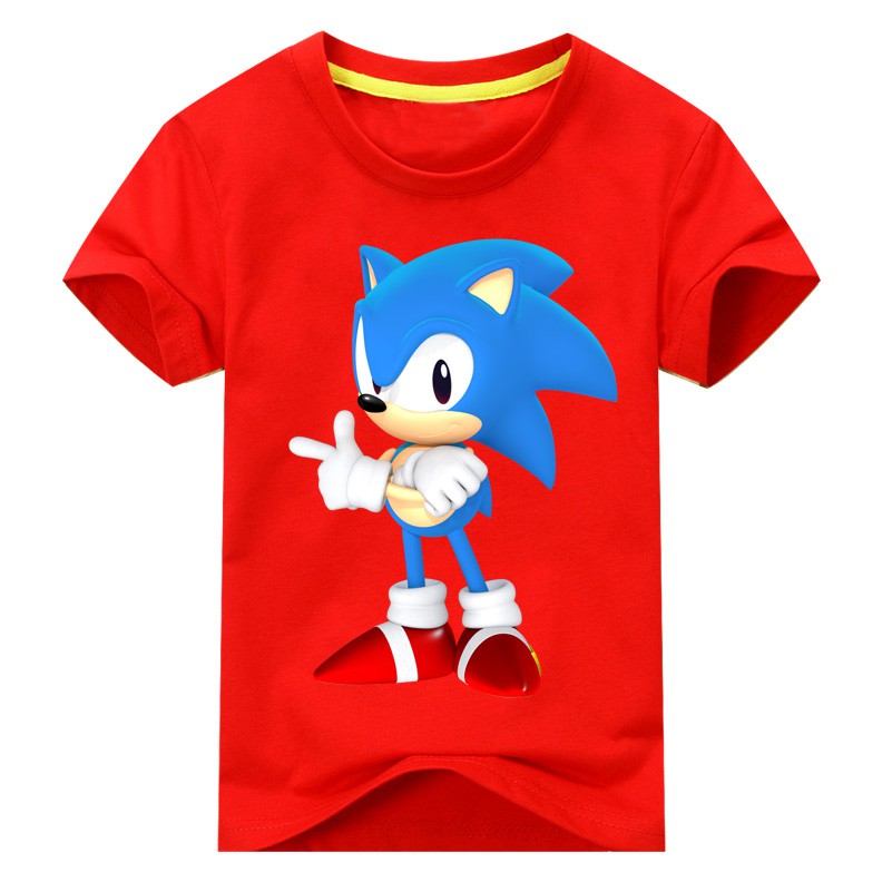 Boy S Girls Tops The Hedgehog Sonic T Shirt O Neck T Shirts Shopee Philippines - sonics belly t shirt roblox