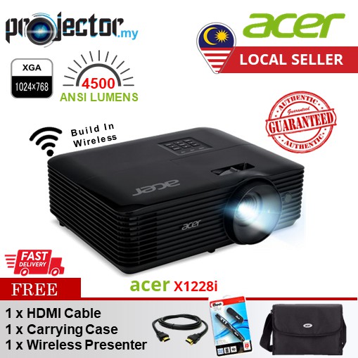 Acer X1228i XGA 4500 ANSI Lumens WiFi / Wireless DLP Projector, High