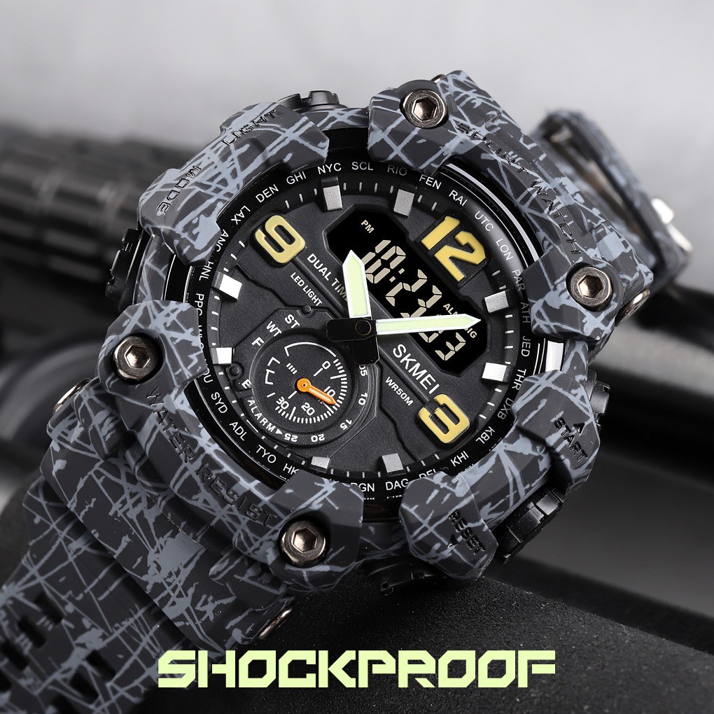 New Men Sports Shock Watch 3Time Chrono Alarm Date Week Display LED Light Digital Big Dial Military Men Sports Watches