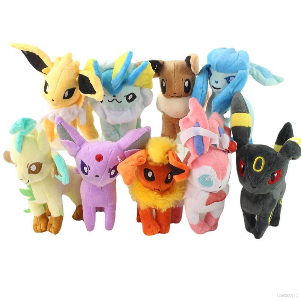 Comic Pokemon Eeveelution Plush Toys Flareon Vaporeon Sylveon Jolteon ...