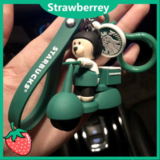 Cute Cinnamoroll Key Chain Cup Cake Spoon Strawberry Pendant Bag Car Keyring 