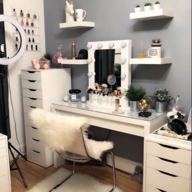 Ikea Malm Dressing Table Alex 9 Drawer Alex 5 Drawer Vanity Mirror With Free Led Bulbs No Cod Shopee Philippines