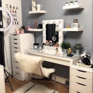 Vanity Mirror Vanity Table Alex 9 Drawer Lack Vertical Shelf With Free Led Bulbs Shopee Philippines