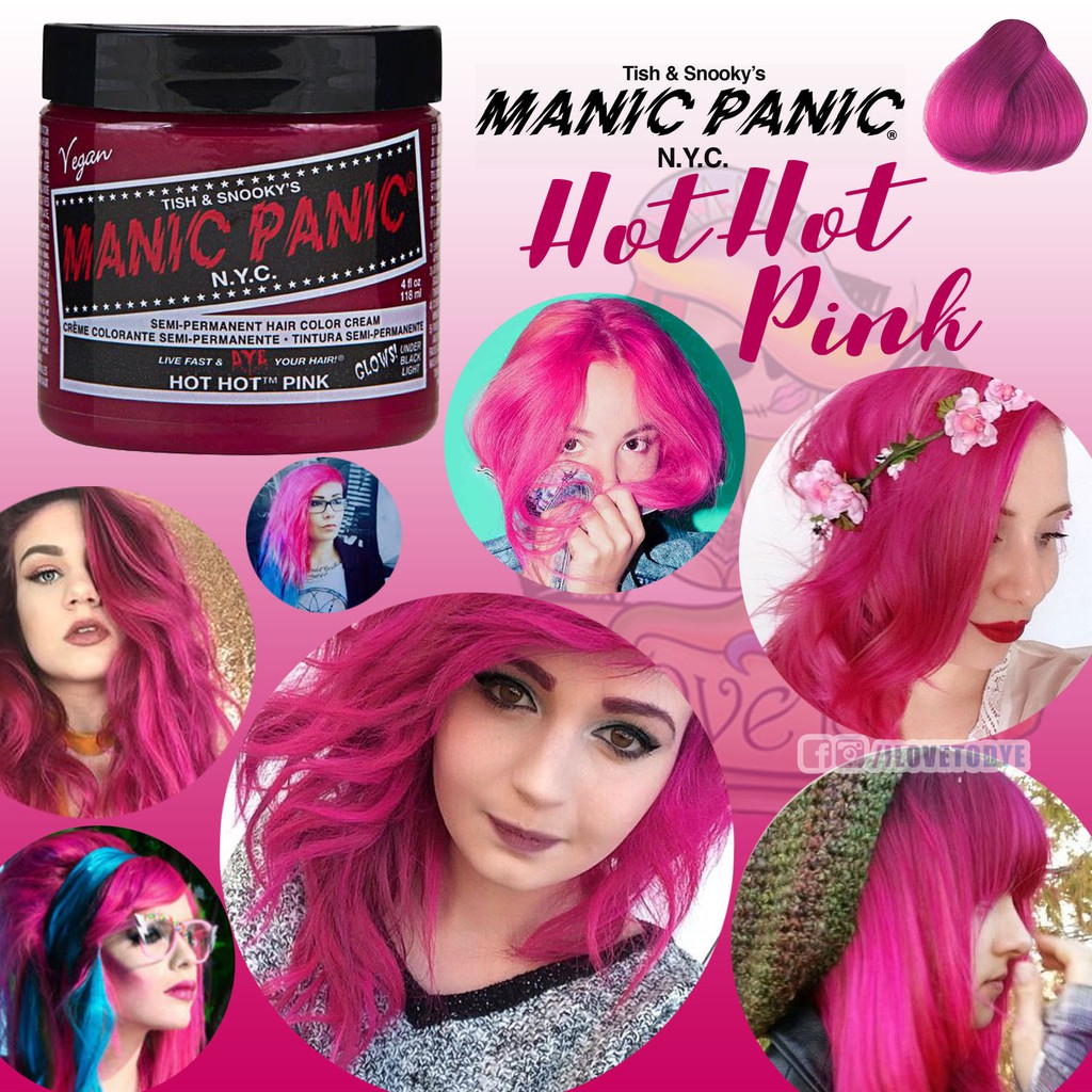 Hot Hot Pink Manic Panic Semi Permanent Pink Hair Dye Ilovetodye Shopee Philippines