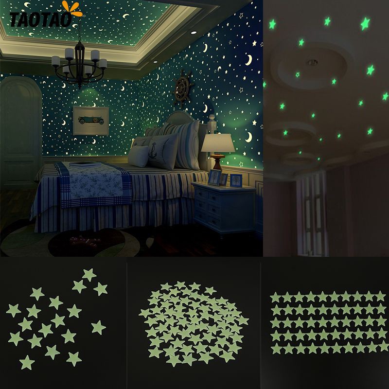 100x Star Wall Ceiling Glow In The Dark Stickers Kids