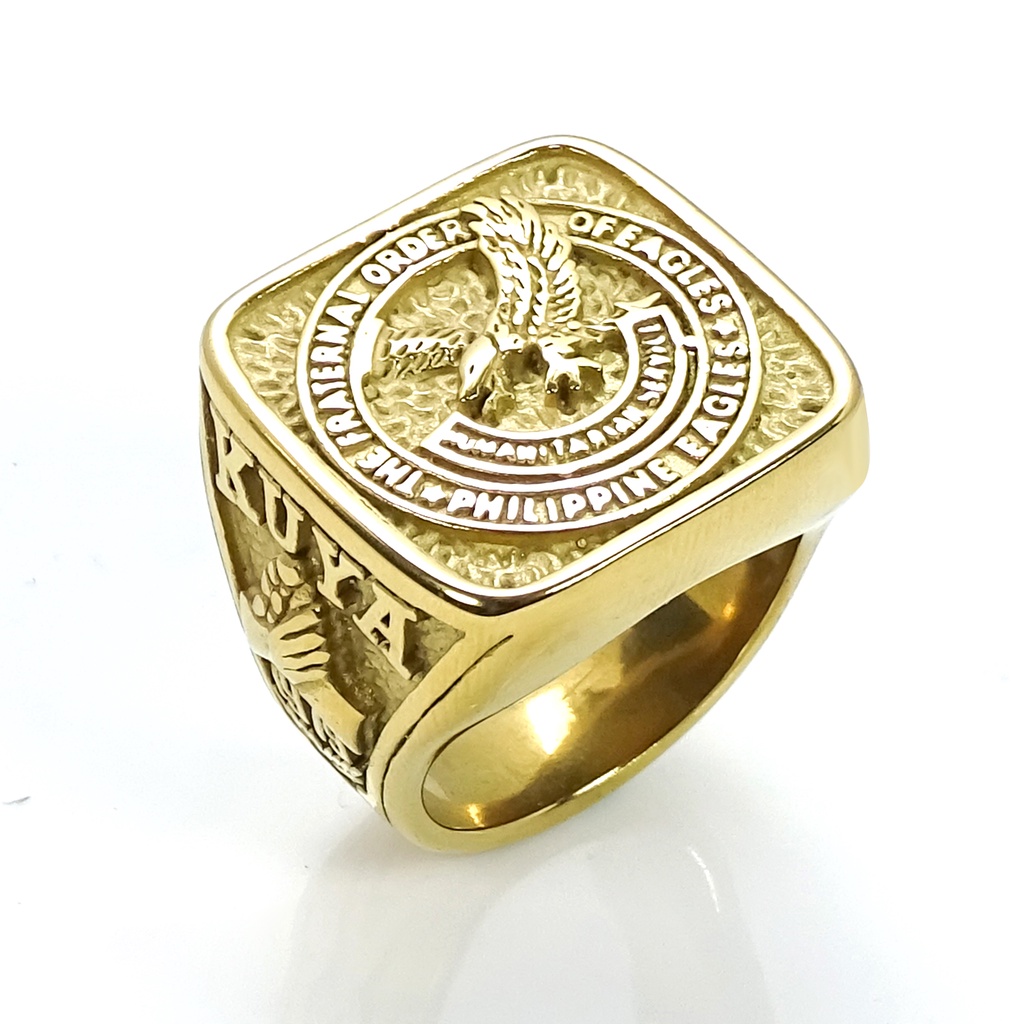 Men's Fashion Stainess Steel Ring Square Fraternal Order of Eagles Ring ...