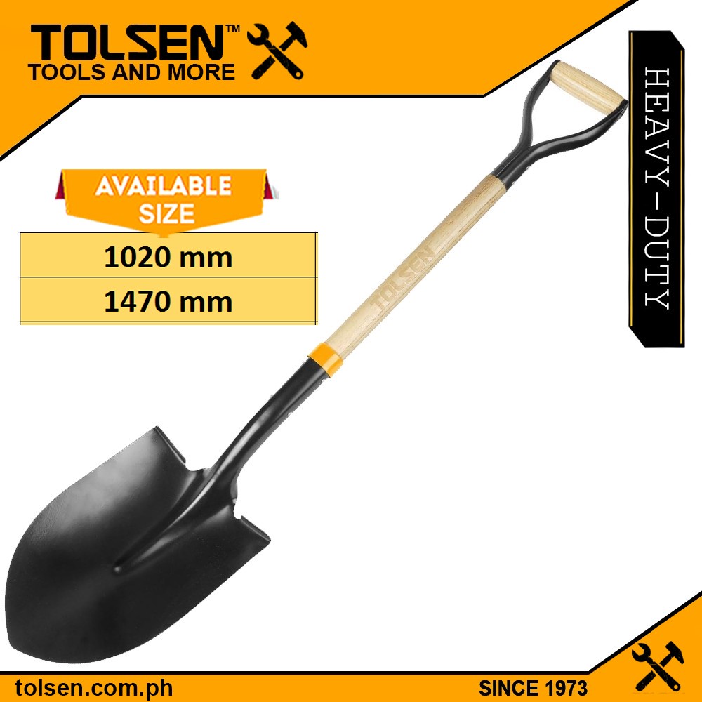 Tolsen Heavy Duty Pointed Shovel w/ Wooden Handle (1020mm 1470mm