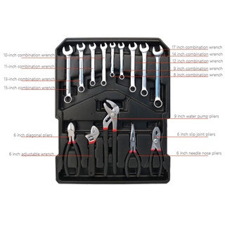 217PCS Roller Box Tools Set Portable Toolbox Screwdriver Socket Wrench Pliers Meter Stick #9