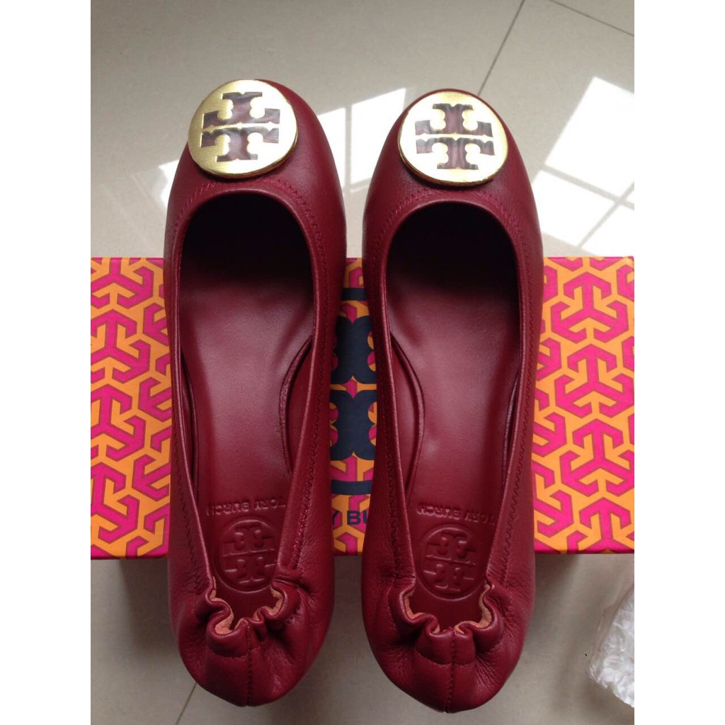SALE! Tory Burch Reva Leather Ballet Flat, RED | Shopee Philippines