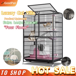 Cat Cage Cat House Large Free Space Four-Story Pet House with toilet integrated Cat Villa Pet cage