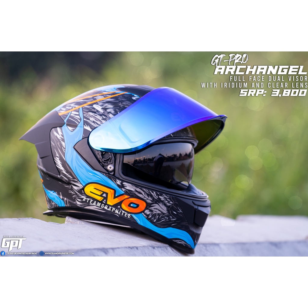 EVO GTPRO Archangel Full Face Dual Visor Helmet With Free Clear Lens