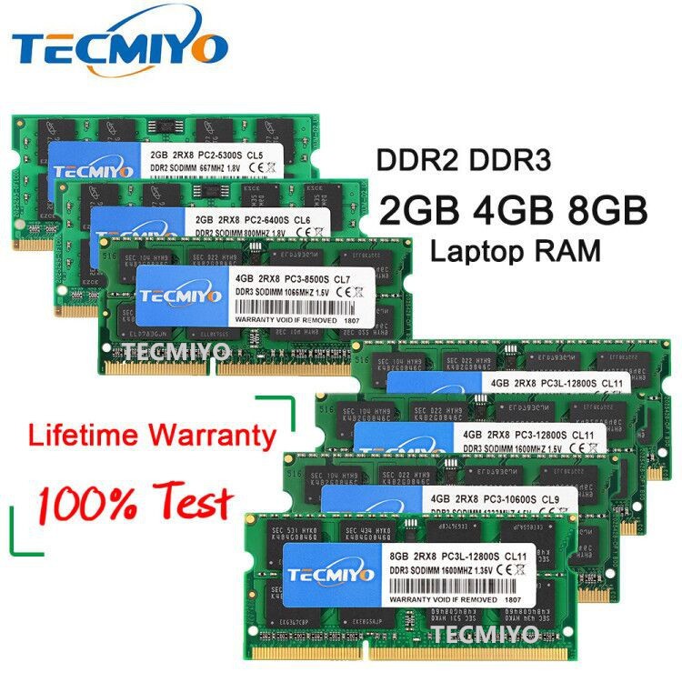 New Laptop Ram Ddr2 Ddr3 2gb 4gb 8gb 1600 1333 1066 800 667mhz Memory