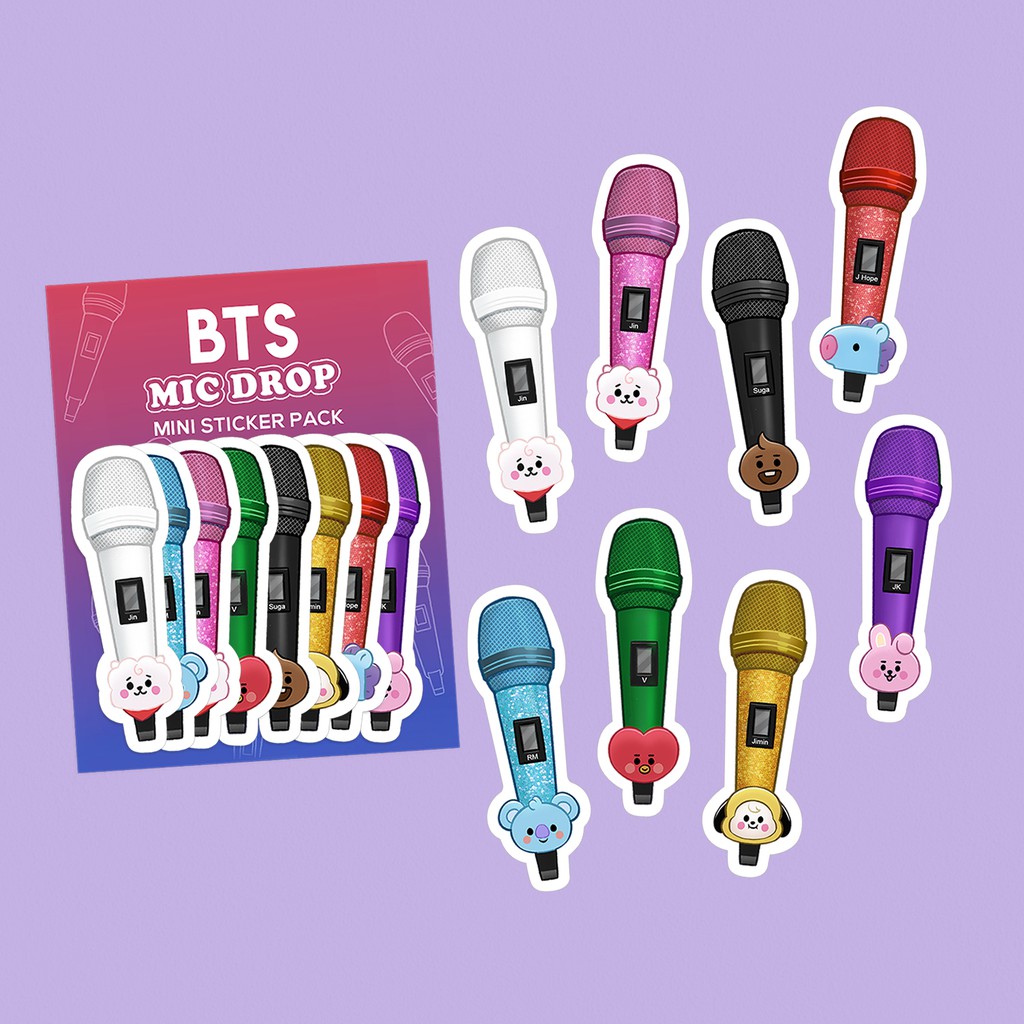[NEW] ⁷ KPop BTS Fanart / Fanmade Microphones Glitter Sticker Pack