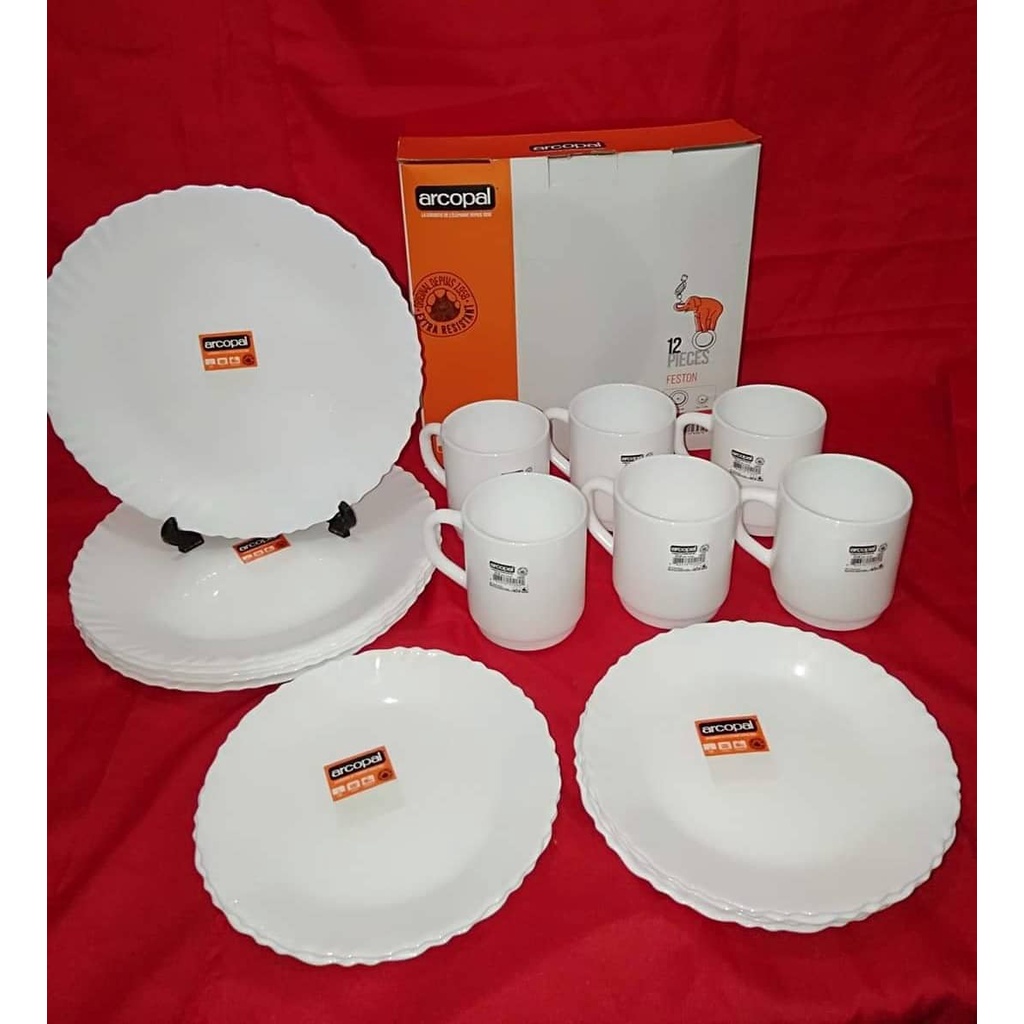 Arcopal 18pcs Dinner Set (Plain White) (ON HAND) Shopee Philippines
