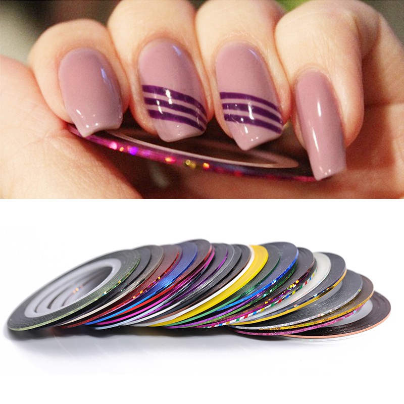 20 Colors 1mm Nail Strip Tape Line Nail Art Decal Nail Decoration Nail ...